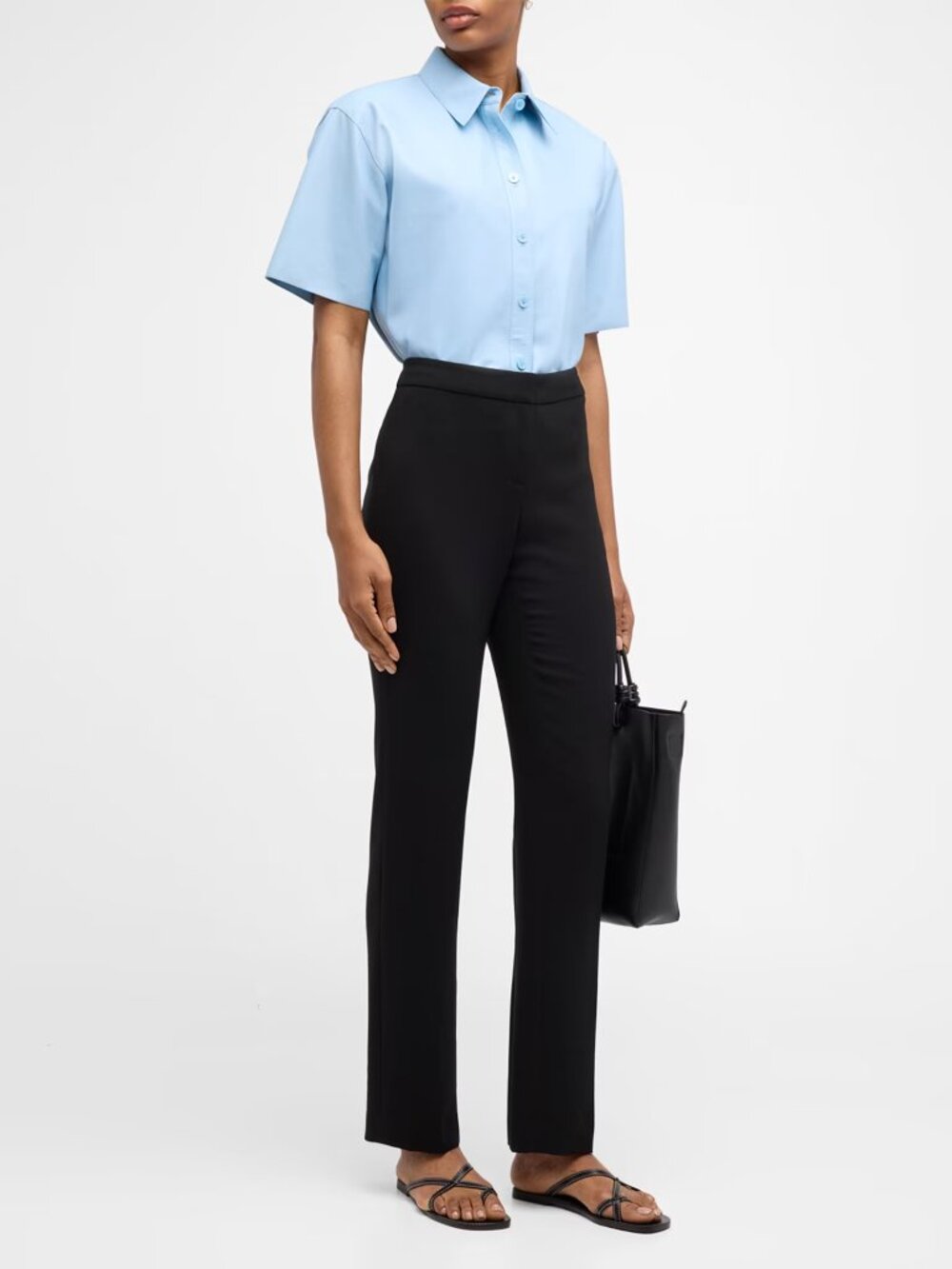 Lafayette 148 Barrow FinesseCrepe Pants Black Straight Leg Trouser Size 16